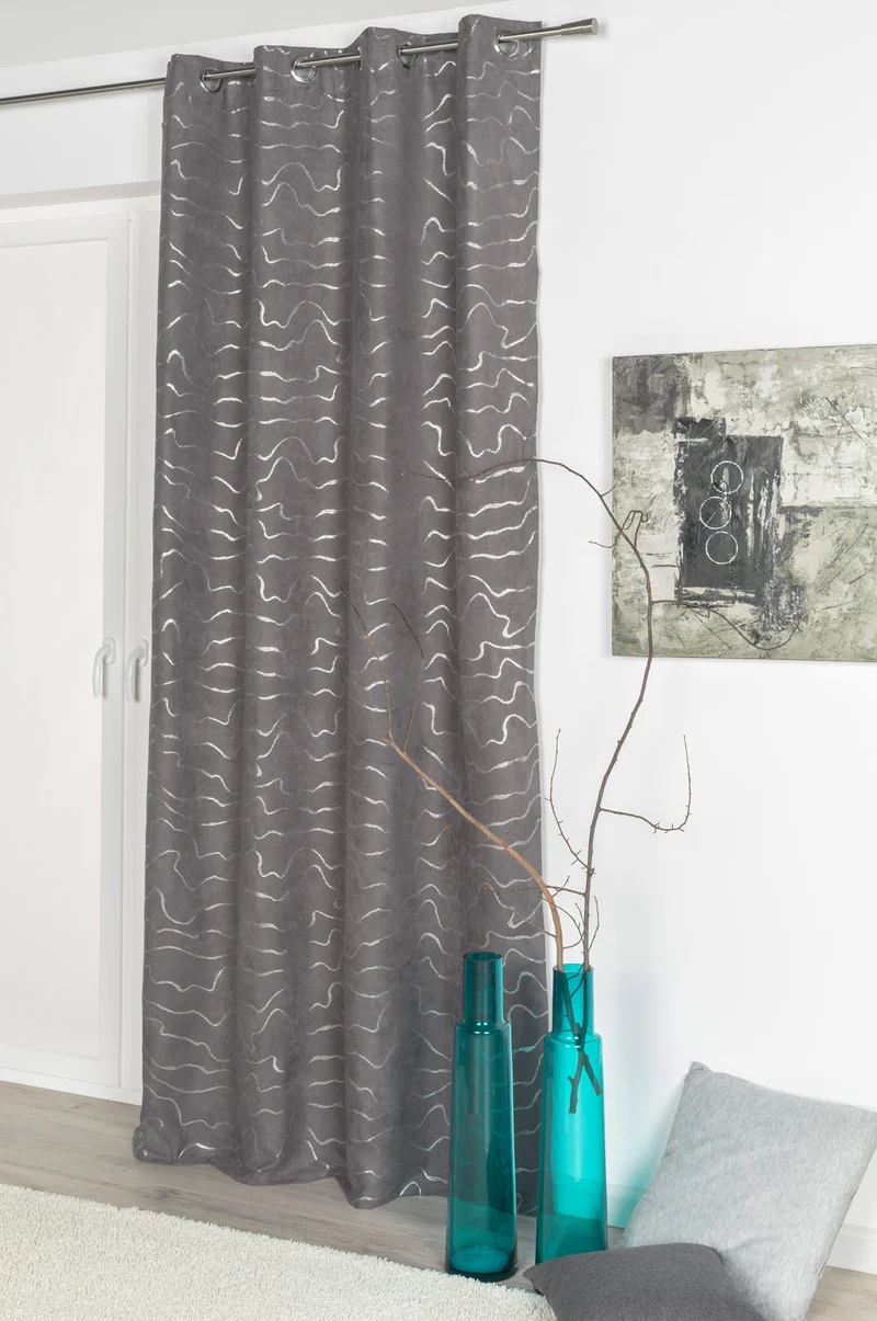 Ösenschal Vorhang 135x245 blickdicht Glitzer Wildleder Optik anthrazit 300267