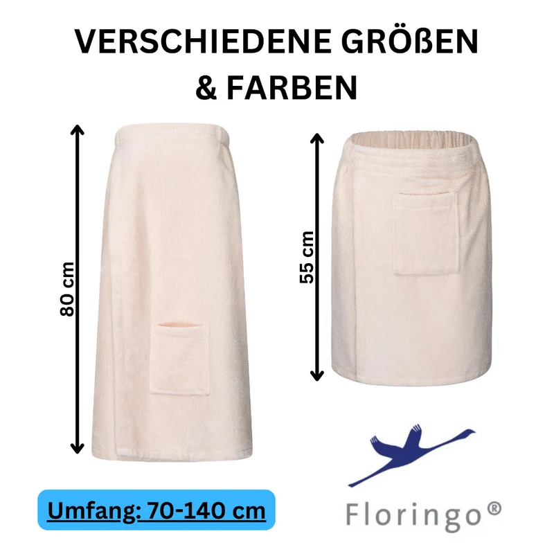 Floringo Luxus Saunakilt Herren Twin-Star Klettverschluss Sauna-Kilt aufgesetzte Tasche