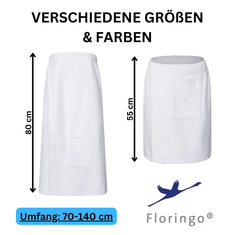 Floringo Luxus Saunakilt Herren Twin-Star Klettverschluss Sauna-Kilt aufgesetzte Tasche