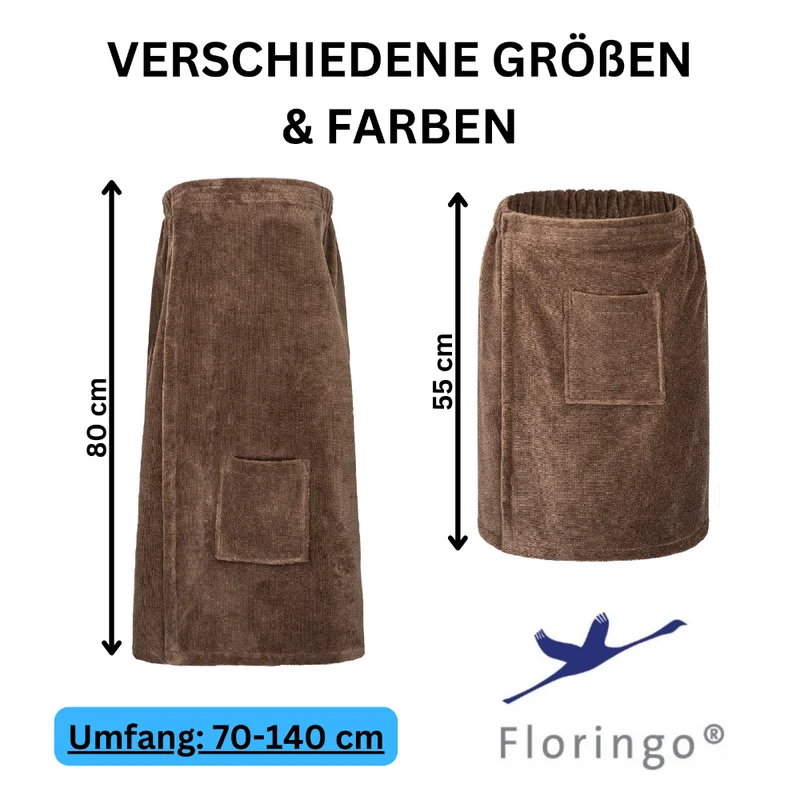 Floringo Luxus Saunakilt Herren Twin-Star Klettverschluss Sauna-Kilt aufgesetzte Tasche