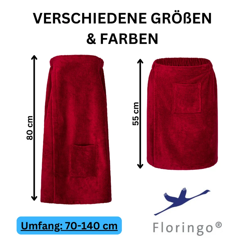 Floringo Luxus Saunakilt Herren Twin-Star Klettverschluss Sauna-Kilt aufgesetzte Tasche