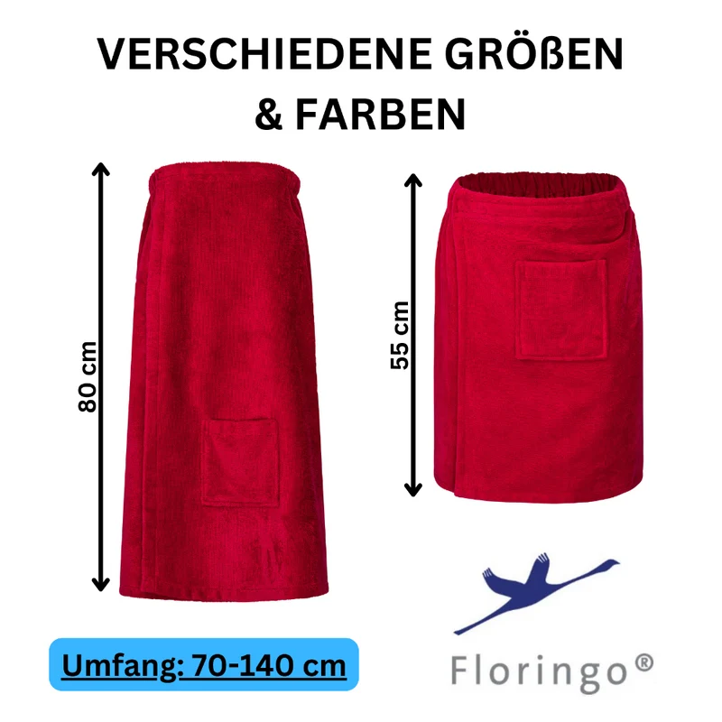 Floringo Luxus Saunakilt Damen Twin-Star Klettverschluss Sauna-Kilt aufgesetzte Tasche