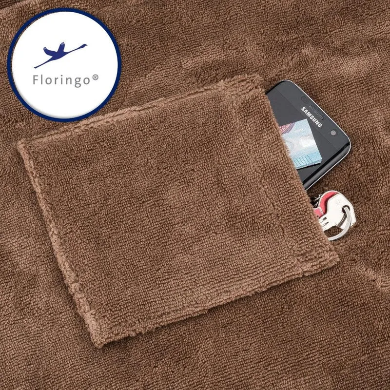 Floringo Luxus Saunakilt Damen Twin-Star Klettverschluss Sauna-Kilt aufgesetzte Tasche