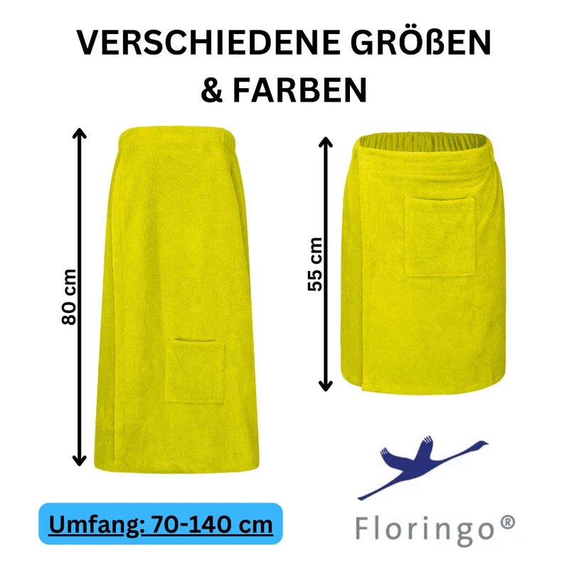 Floringo Luxus Saunakilt Damen Twin-Star Klettverschluss Sauna-Kilt aufgesetzte Tasche