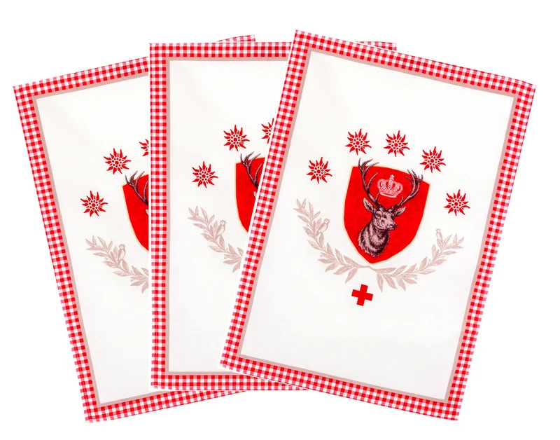 3er Pack Kracht Halbleinen Geschirrtuch Hirschgeweih 50x70 cm 251-814