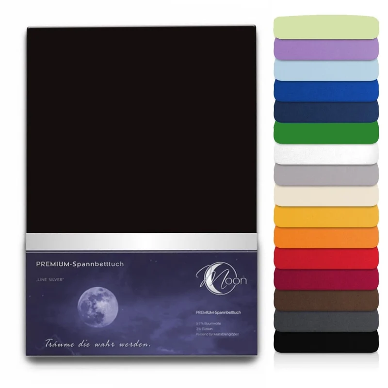 Spannbetttuch 180x200-200x220 cm Spannbettlaken 190g/m² Premium Moon Line Silver