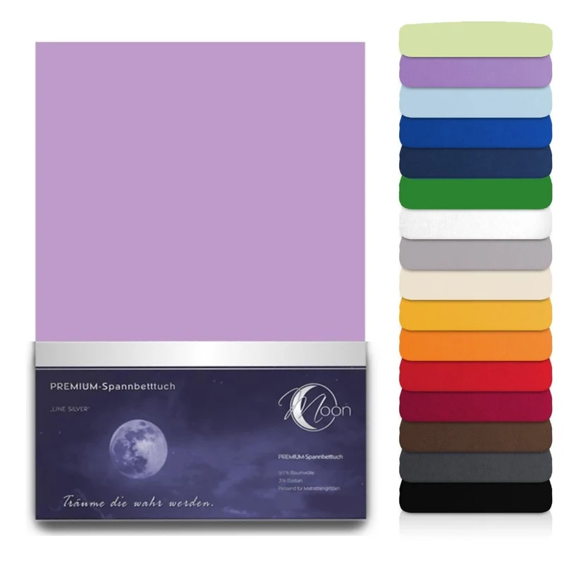 Spannbetttuch 180x200-200x220 cm Spannbettlaken 190g/m² Premium Moon Line Silver