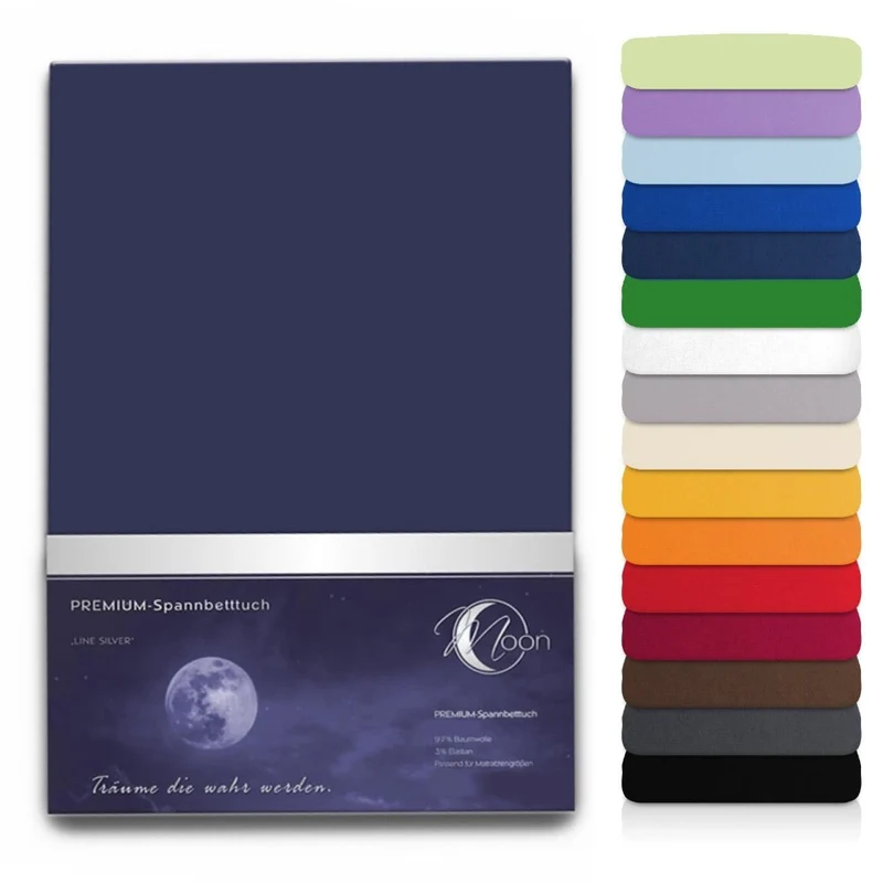 Spannbetttuch 180x200-200x220 cm Spannbettlaken 190g/m² Premium Moon Line Silver