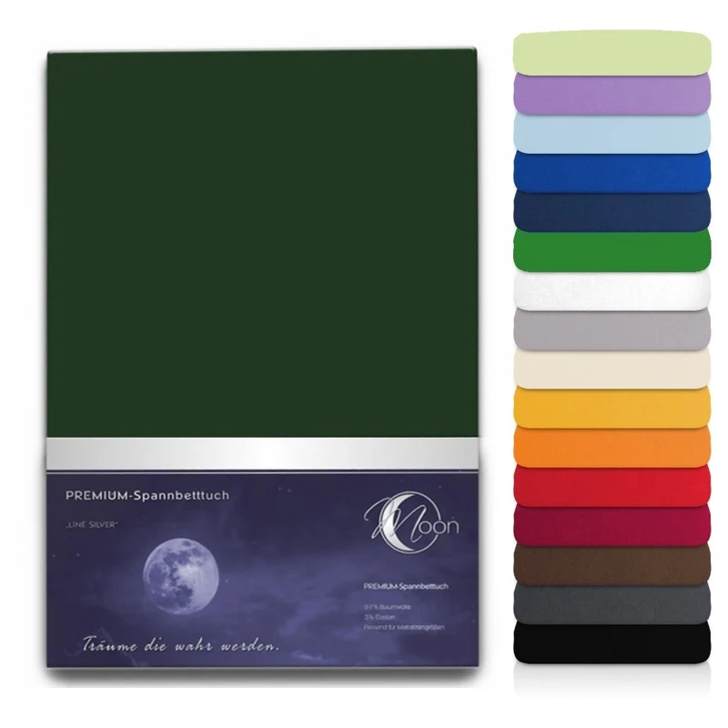 Spannbetttuch 180x200-200x220 cm Spannbettlaken 190g/m² Premium Moon Line Silver