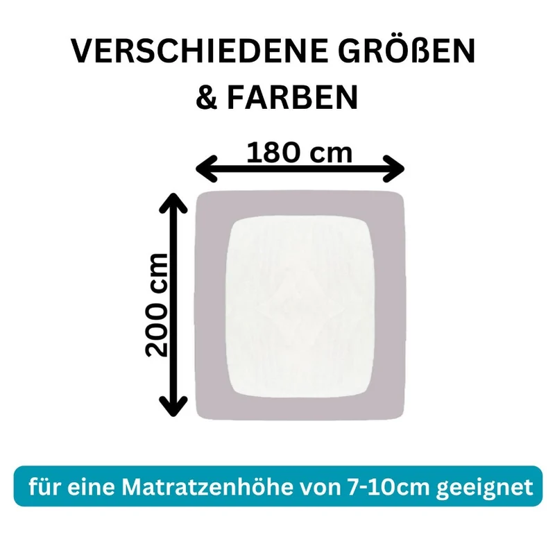 Spannbettlaken Topper 200x220cm Spannbetttuch Baumwolle 190g/m² Moon Line silver