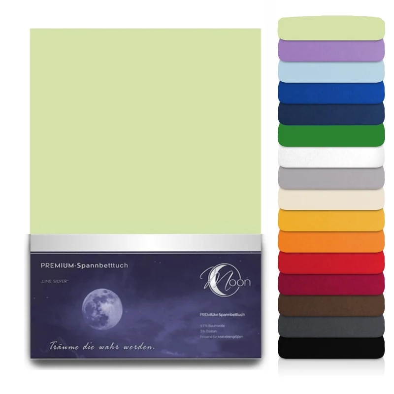 Spannbettlaken Topper 200x220cm Spannbetttuch Baumwolle 190g/m² Moon Line silver