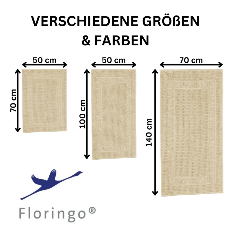 Floringo Badvorleger Duschvorleger 50x100 cm exclusiv 1100g/m² Zwirn
