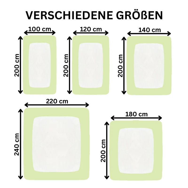 Spannbetttuch 180x200 - 200x220 cm auch für Wasserbett 160g/m² Line green Moon