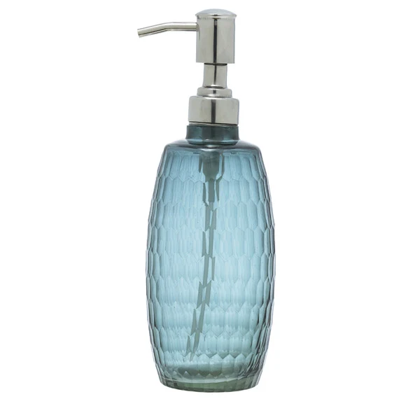 Lisbeth Dahl Seifenspender aus Glas in grünblau mit Nostalgie Charme
