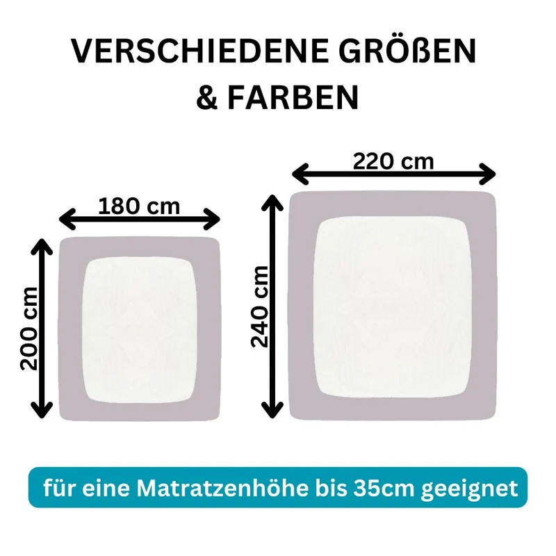 MOON Line silver XXL Spannbettlaken 200x220 - 220x240 190g/m² Spannbetttuch