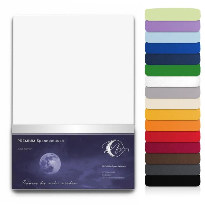 MOON Line silver XXL Spannbettlaken 200x220 - 220x240 190g/m² Spannbetttuch
