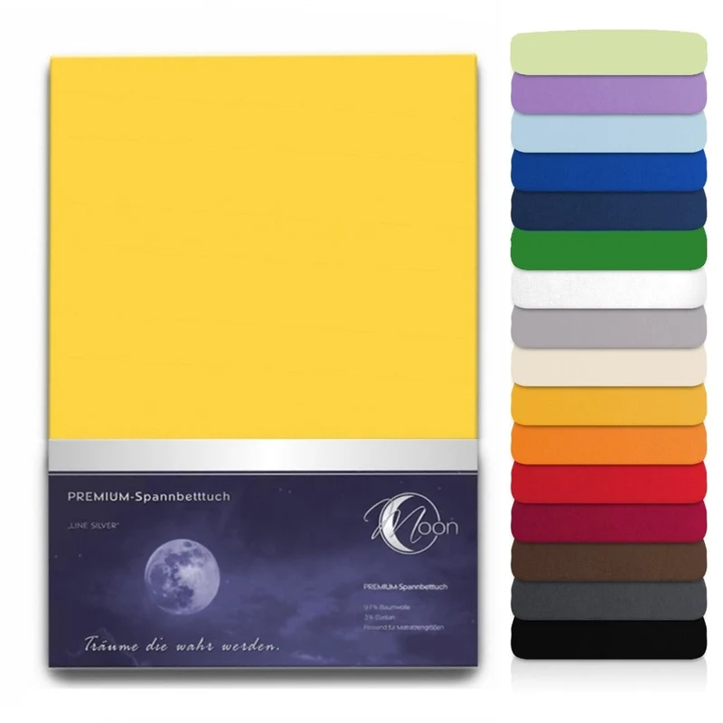MOON Line silver XXL Spannbettlaken 200x220 - 220x240 190g/m² Spannbetttuch