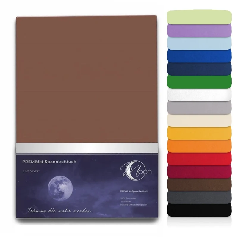 MOON Line silver XXL Spannbettlaken 200x220 - 220x240 190g/m² Spannbetttuch