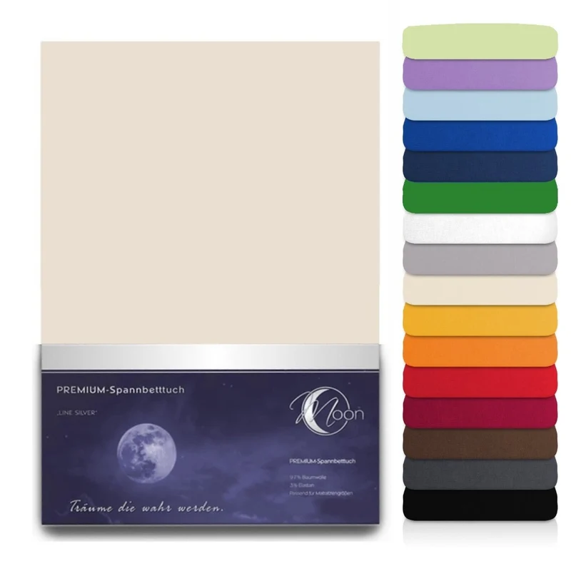 MOON Line silver XXL Spannbettlaken 200x220 - 220x240 190g/m² Spannbetttuch