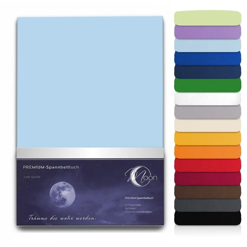 MOON Line silver XXL Spannbettlaken 200x220 - 220x240 190g/m² Spannbetttuch