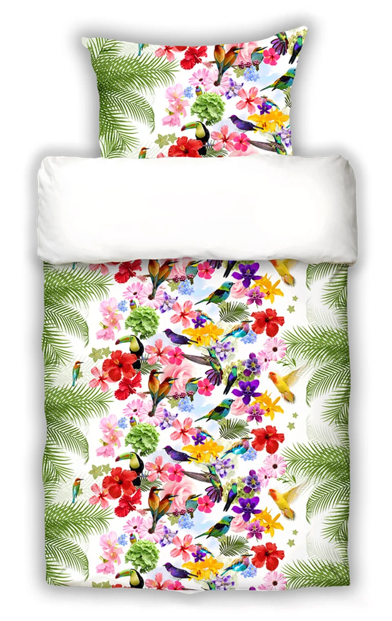 MOON Mako Satin Bettwäsche Blumen Mango 135x200 Digitaldruck Art. D2290/09