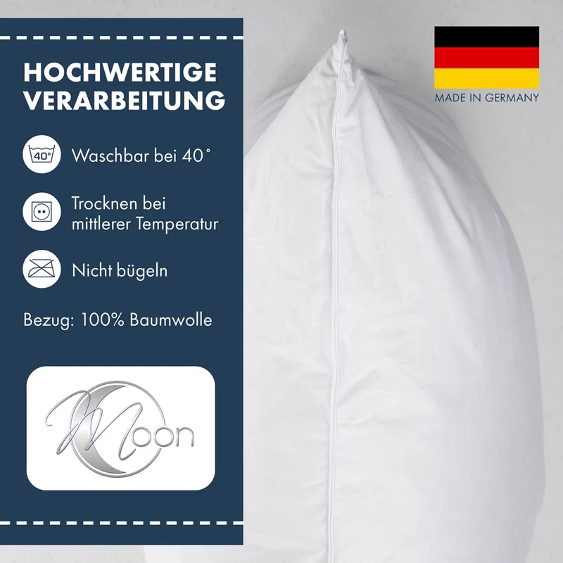 Moon Kopfkissen mit 3 Kammern aus canadischen Daunen und Federn