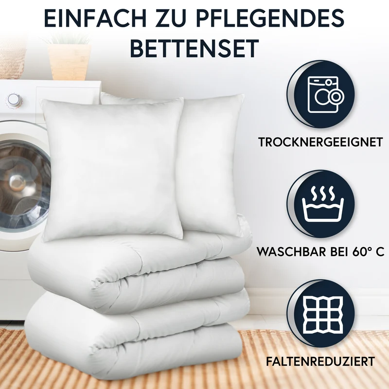 MOON Bettenset Ganzjahresdecke inkl. Kopfkissen 100% Polyester