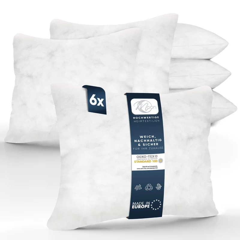 6er Pack Füllkissen Innenkissen fest gefüllt Hohlfaser Polyester Nonwoven Moon
