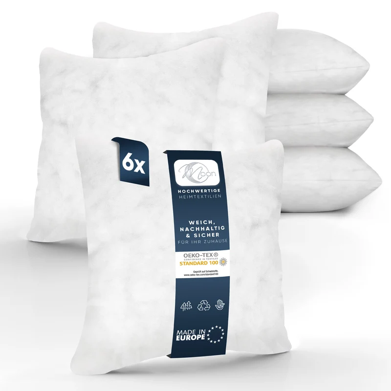 6er Pack Füllkissen Innenkissen fest gefüllt Hohlfaser Polyester Nonwoven Moon