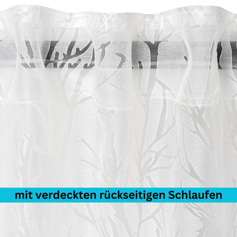 Schlaufenvorhang Dekoschal Vorhang Gardine Ronny mit Ausbrenner Motiv - weiß