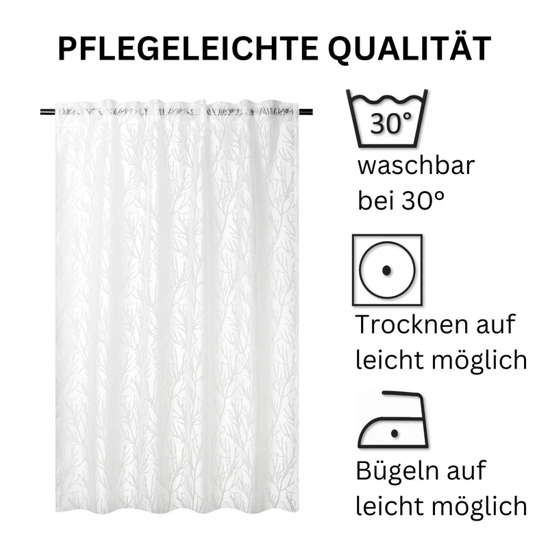 Schlaufenvorhang Dekoschal Vorhang Gardine Ronny mit Ausbrenner Motiv - weiß