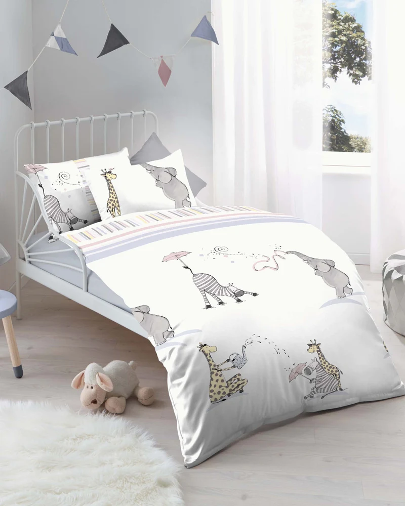 Kaeppel Babybettwäsche Bettwäsche 100% Baumwolle Friends hellblau 100x135/40x60