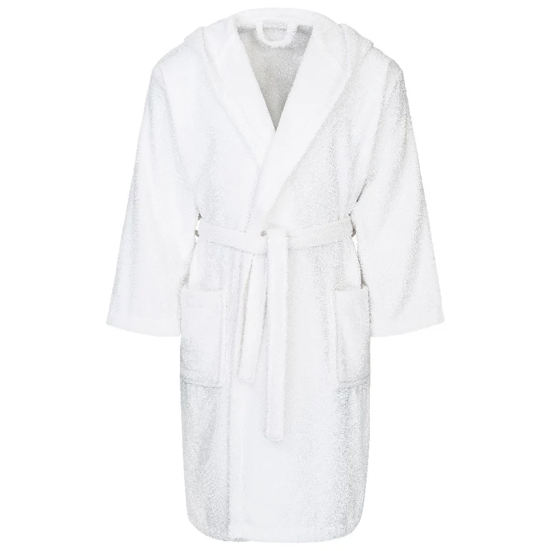 MOON Bademantel Classic 100% Baumwolle weiß Kapuze 400g/m² extra langer Gürtel