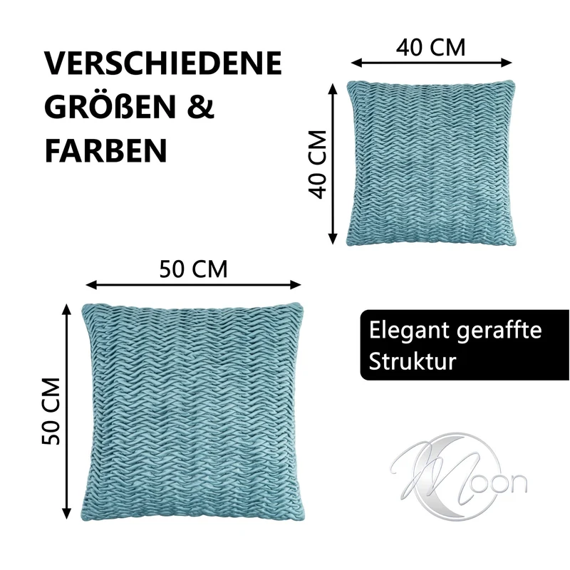 MOON 2er Pack Cringe Kissenbezug Samtimitat Kissenhülle - mit elastischen Falten