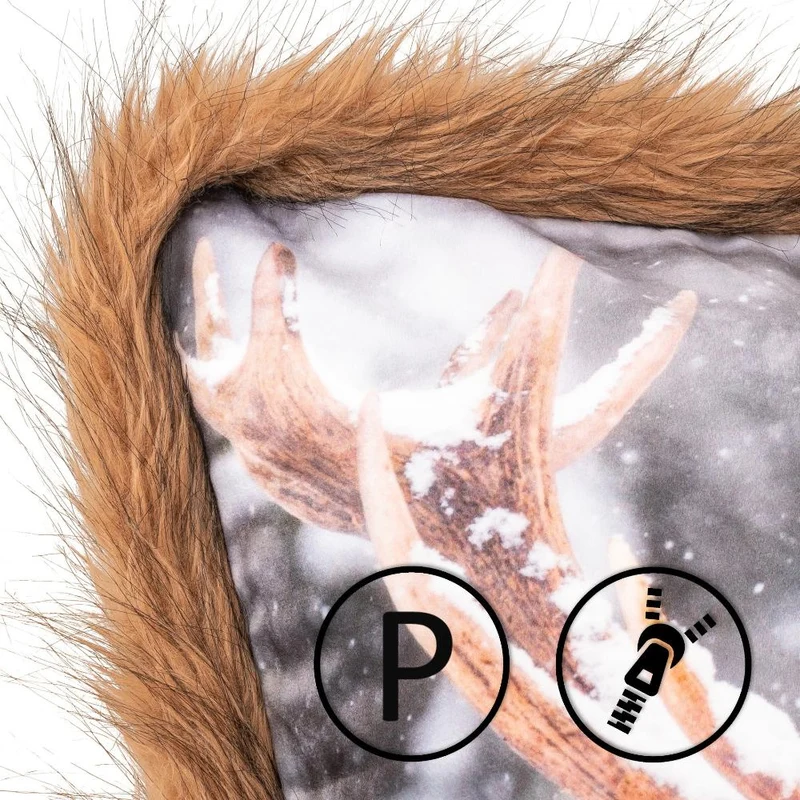 MOON - Kissenbezug WildLife mit Kuschelfell - Kissenhülle ca. 45x45 cm - ca. 500g/m² Flanell - 100% Polyester