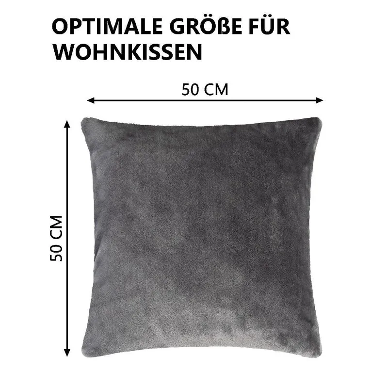 2er Pack Kissenbezug 50x50 cm Cashmere Feeling Kissenhülle 500g/m² Moon Flanell