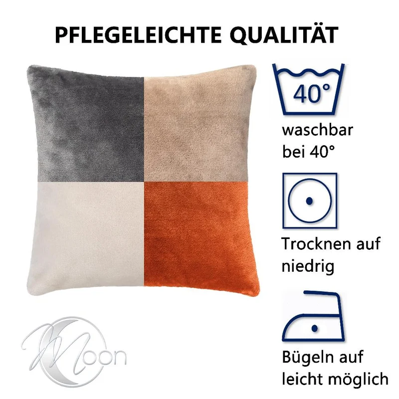 2er Pack Kissenbezug 50x50 cm Cashmere Feeling Kissenhülle 500g/m² Moon Flanell