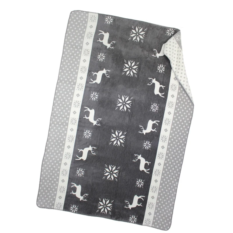 Moon Luxus Kuscheldecke grau weiß Wolldecke 150x200 Winter Hirsch
