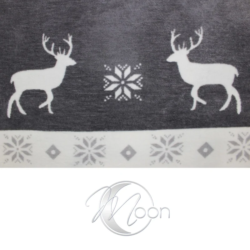 Moon Luxus Kuscheldecke grau weiß Wolldecke 150x200 Winter Hirsch