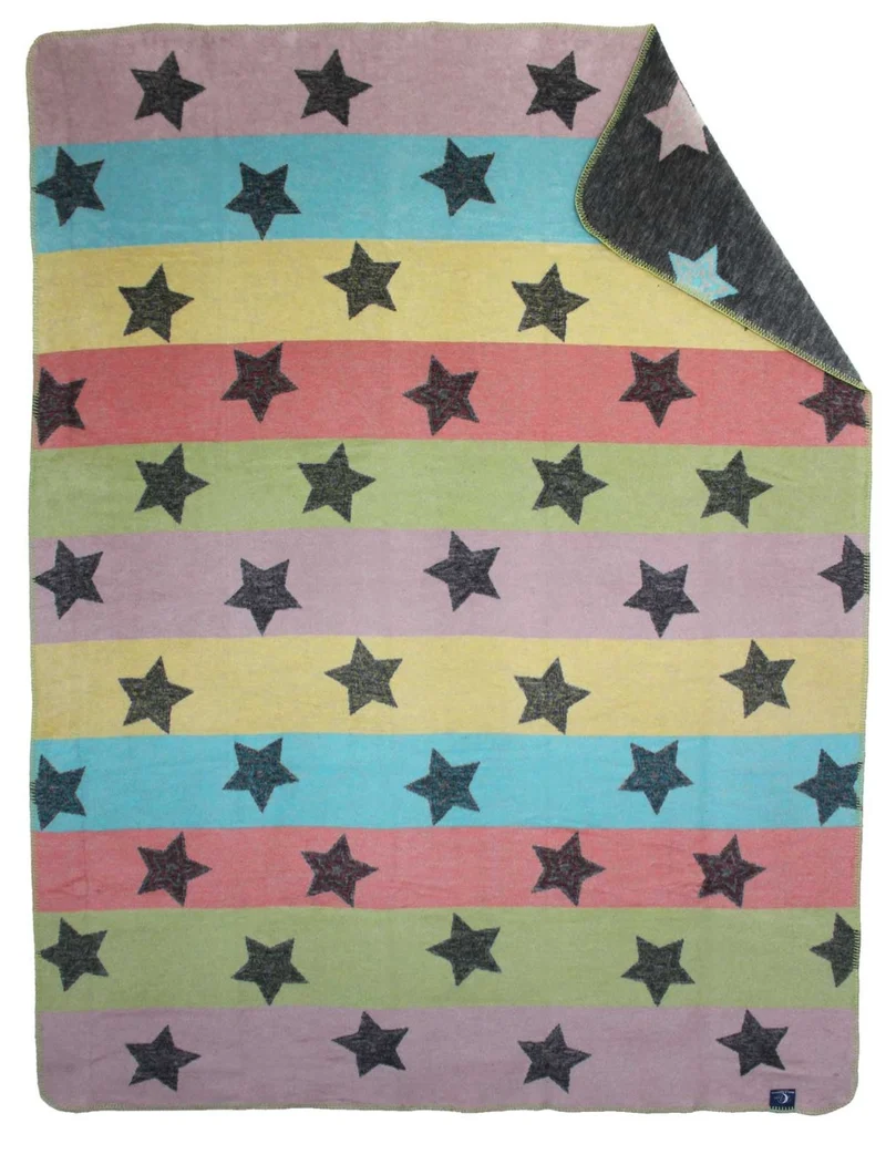 Moon Luxus Sterne bunt Wolldecke Kuscheldecke 150x200