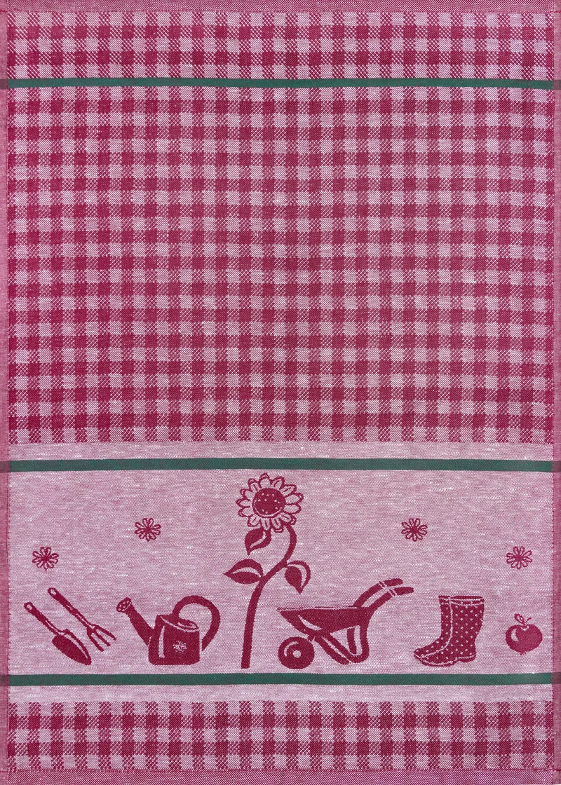 KRACHT Geschirrtuch Küchentuch Halbleinen Jacquard 50x70 Gartenarbeit