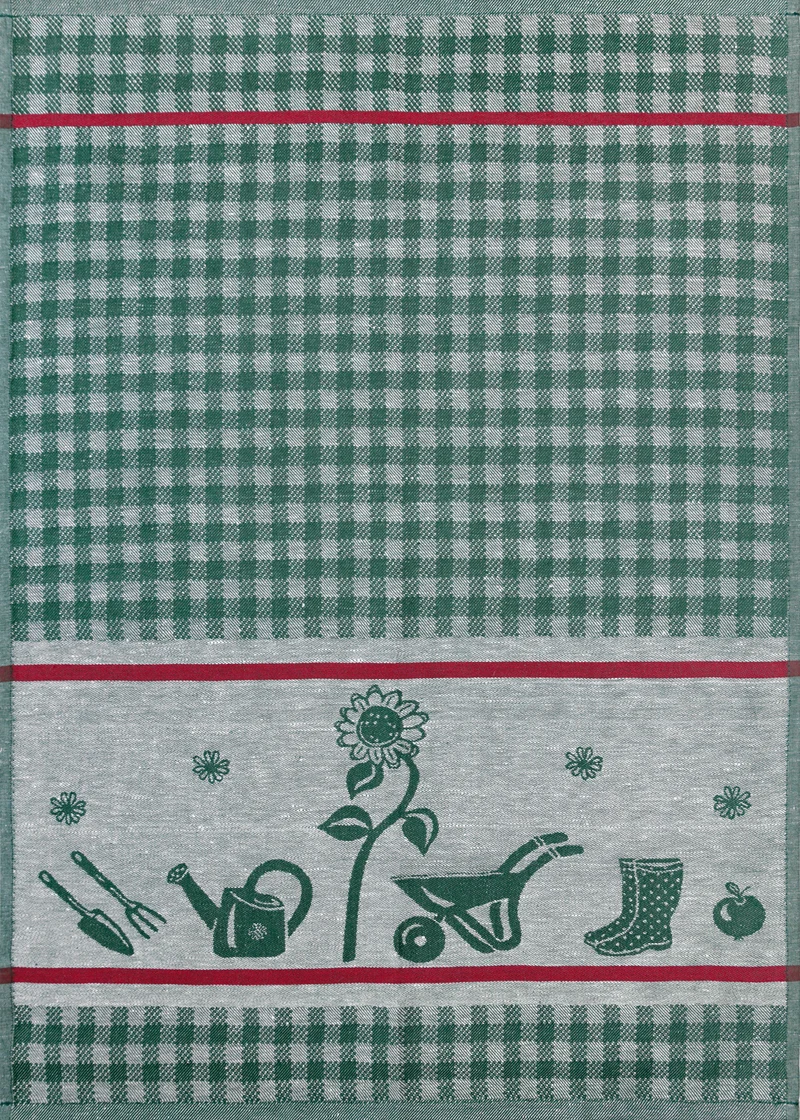 KRACHT Geschirrtuch Küchentuch Halbleinen Jacquard 50x70 Gartenarbeit