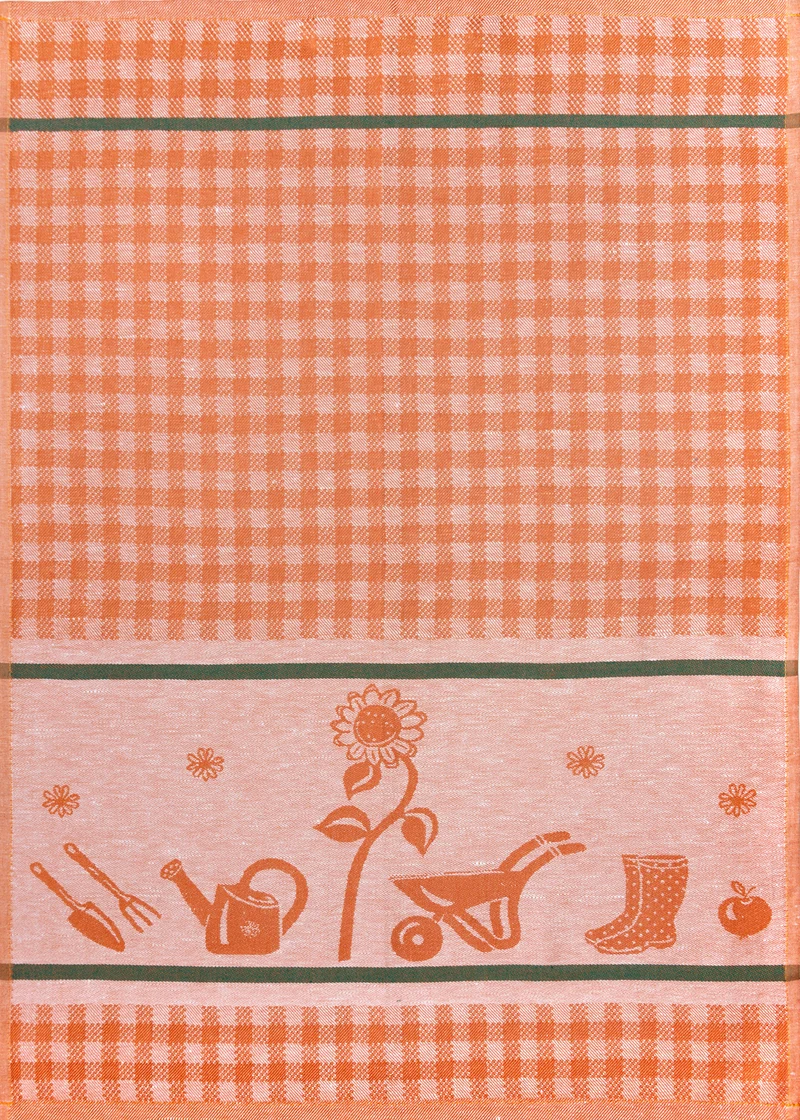 KRACHT Geschirrtuch Küchentuch Halbleinen Jacquard 50x70 Gartenarbeit