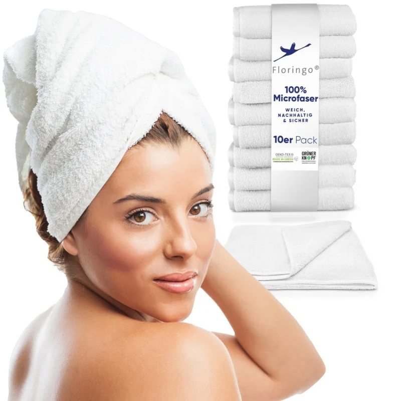10er Pack Friseurtuch Handtücher Microfaser mit saugstarker Oberfläche Floringo