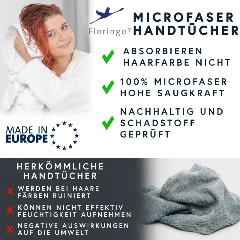 10er Pack Friseurtuch Handtücher Microfaser mit saugstarker Oberfläche Floringo