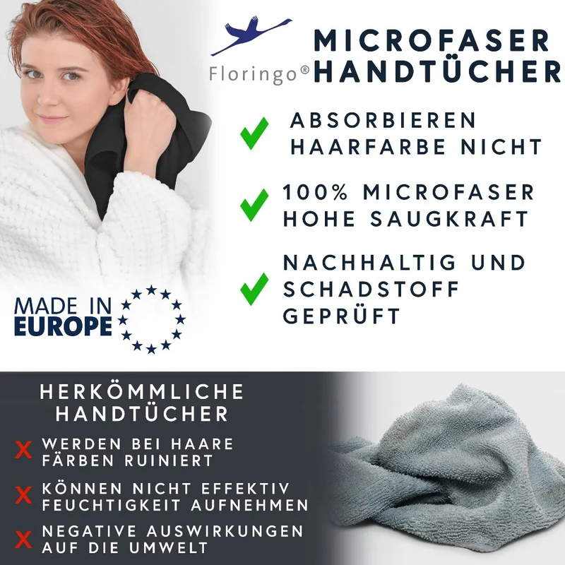 10er Pack Friseurtuch Handtücher Microfaser mit saugstarker Oberfläche Floringo