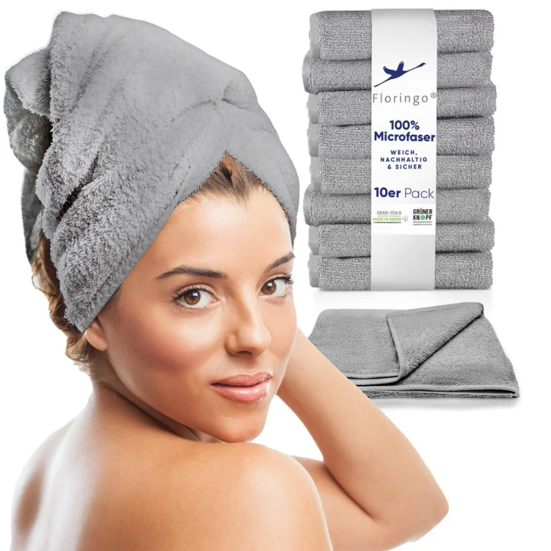 10er Pack Friseurtuch Handtücher Microfaser mit saugstarker Oberfläche Floringo