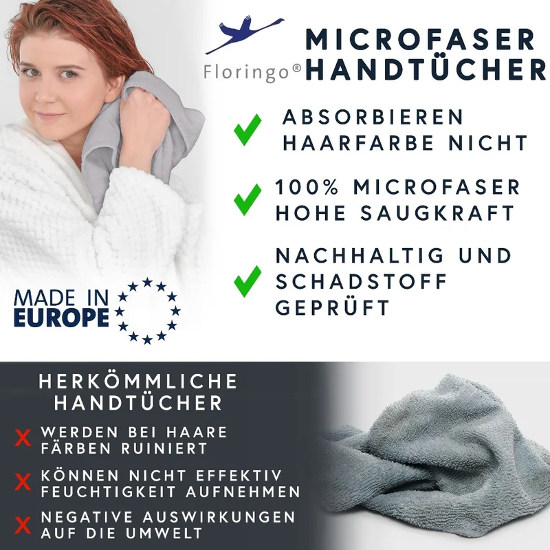 10er Pack Friseurtuch Handtücher Microfaser mit saugstarker Oberfläche Floringo
