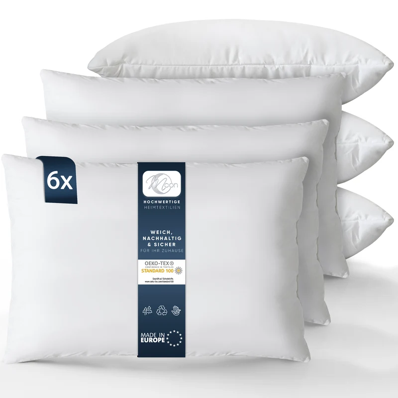 MOON Luxury 6er Pack Perkal Füllkissen, Innenkissen, Sofakissen mit Hülle aus 100% Baumwolle