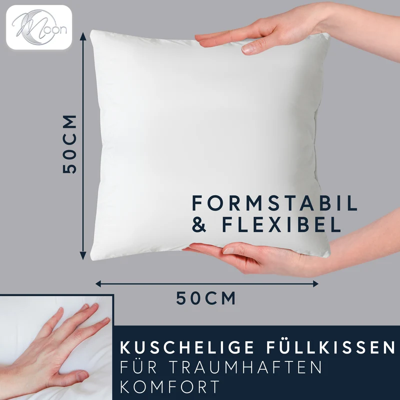 MOON Luxury 6er Pack Perkal Füllkissen, Innenkissen, Sofakissen mit Hülle aus 100% Baumwolle